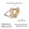 Wholesale Women's Geometric Stainless Steel Angel Wings Open Ring With Pvd Furnace Vacuum Real Gold Plating Hiphop Rock Jewelry