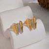 Wholesale Women's Geometric Stainless Steel Angel Wings Open Ring With Pvd Furnace Vacuum Real Gold Plating Hiphop Rock Jewelry