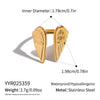 Wholesale Women's Geometric Stainless Steel Angel Wings Open Ring With Pvd Furnace Vacuum Real Gold Plating Hiphop Rock Jewelry
