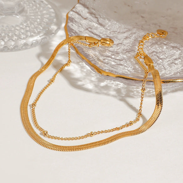 Wholesale Women's Geometric Stainless Steel Anklet With 18K Gold Electroplating Trendy Jewelry