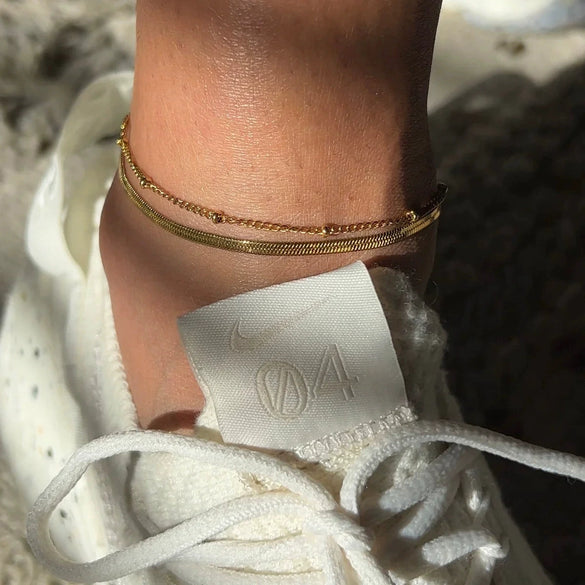 Wholesale Women's Geometric Stainless Steel Anklet With 18K Gold Electroplating Trendy Jewelry