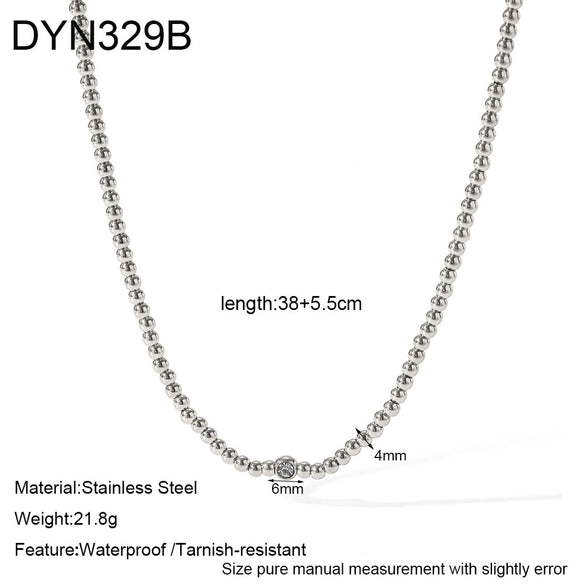 Wholesale Women's Geometric Stainless Steel Ball Chain Necklace With Pvd Furnace Vacuum Real Gold Plating