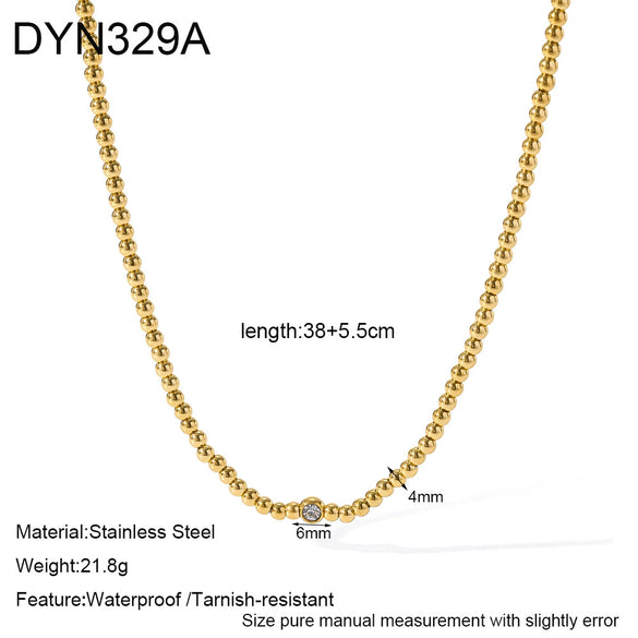 Wholesale Women's Geometric Stainless Steel Ball Chain Necklace With Pvd Furnace Vacuum Real Gold Plating