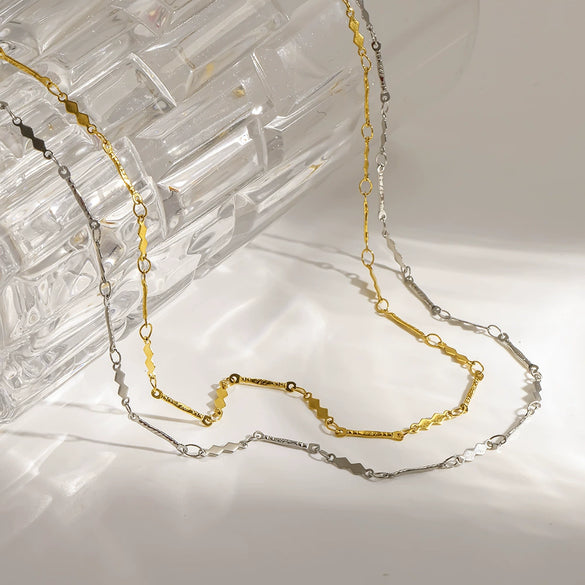 Wholesale Women's Geometric Stainless Steel Bead Chain Necklace With Pvd Furnace Vacuum Real Gold Plating
