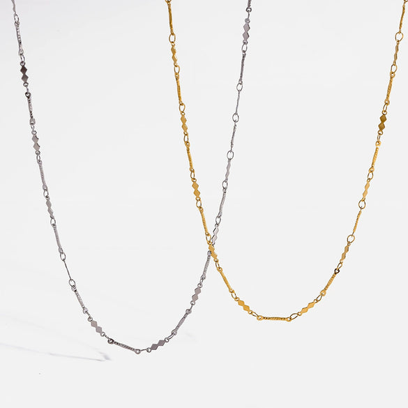 Wholesale Women's Geometric Stainless Steel Bead Chain Necklace With Pvd Furnace Vacuum Real Gold Plating