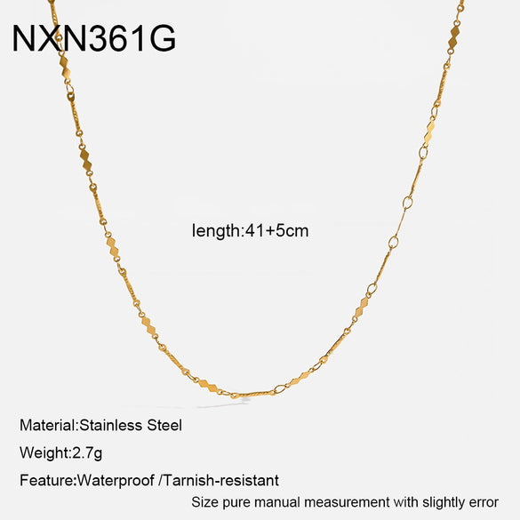 Wholesale Women's Geometric Stainless Steel Bead Chain Necklace With Pvd Furnace Vacuum Real Gold Plating