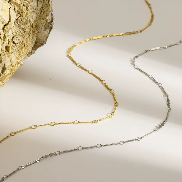 Wholesale Women's Geometric Stainless Steel Bead Chain Necklace With Pvd Furnace Vacuum Real Gold Plating
