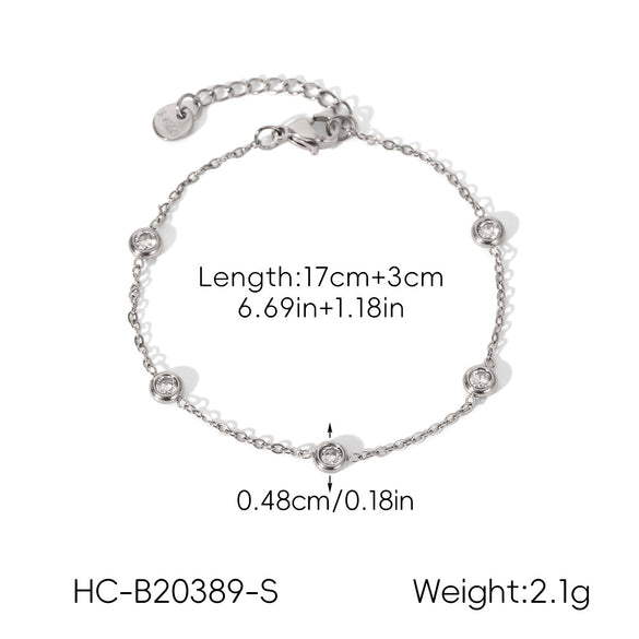 Wholesale Women's Geometric Stainless Steel Bead Chain Zircon Necklace