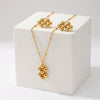 Wholesale Women's Geometric Stainless Steel Bead Splicing Earrings And Necklace Jewelry Set With 18K Gold Plating