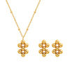 Wholesale Women's Geometric Stainless Steel Bead Splicing Earrings And Necklace Jewelry Set With 18K Gold Plating