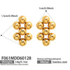 Wholesale Women's Geometric Stainless Steel Bead Splicing Earrings And Necklace Jewelry Set With 18K Gold Plating