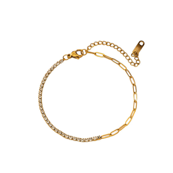 Wholesale Women's Geometric Stainless Steel Bracelet Set With Diamonds