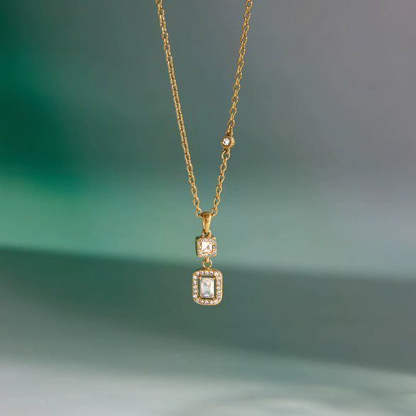 Wholesale Women's Geometric Stainless Steel Clavicle Necklace With Vacuum Real Gold Plating