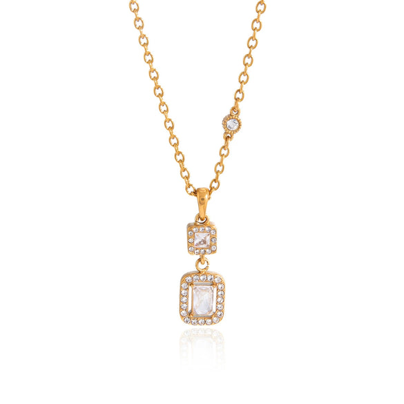 Wholesale Women's Geometric Stainless Steel Clavicle Necklace With Vacuum Real Gold Plating