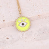Wholesale Women's Geometric Stainless Steel Cross Necklace With Eye Pattern And Zircon Design