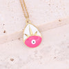 Wholesale Women's Geometric Stainless Steel Cross Necklace With Eye Pattern And Zircon Design