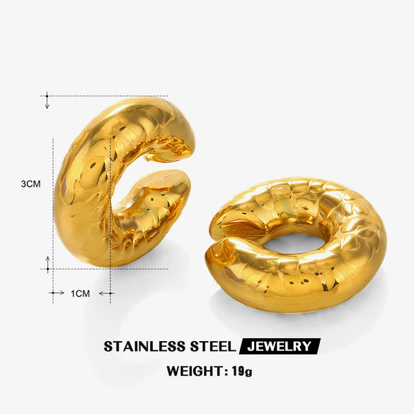 Wholesale Women's Geometric Stainless Steel Cshaped Hollow Ear Bone Clip Jewelry 18K Gold Plated