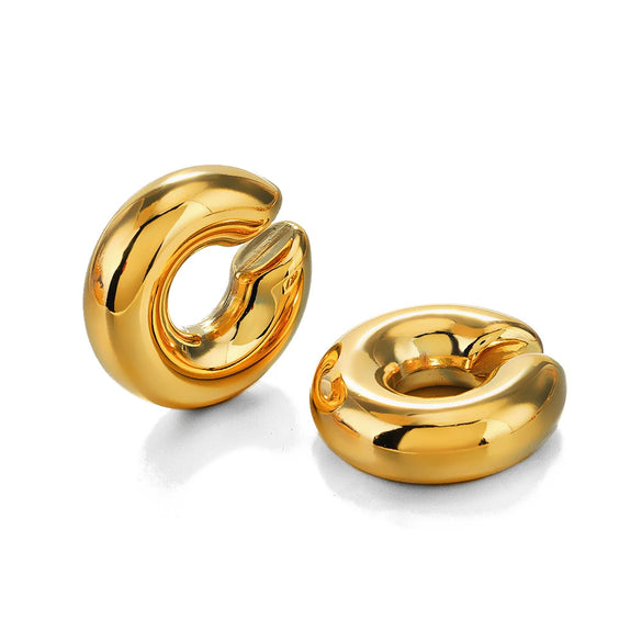 Wholesale Women's Geometric Stainless Steel Cshaped Hollow Ear Bone Clip Jewelry 18K Gold Plated