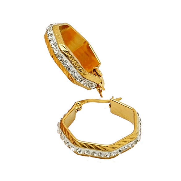 Wholesale Women's Geometric Stainless Steel Diamondstudded Electroplated Earrings