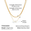 Wholesale Women's Geometric Stainless Steel Doublelayer Sweater Chain Necklace With Imitation Pearl Pendant Pvd Furnace Vacuum Real Gold Plated