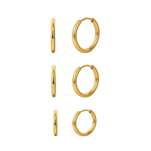 Wholesale Women's Geometric 304 Stainless Steel Ear Hoops With Vacuum Real Gold Plating In Pvd Furnace And Original Design
