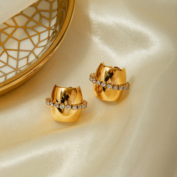 Wholesale Women's Geometric Stainless Steel Earrings 18K Gold Plated