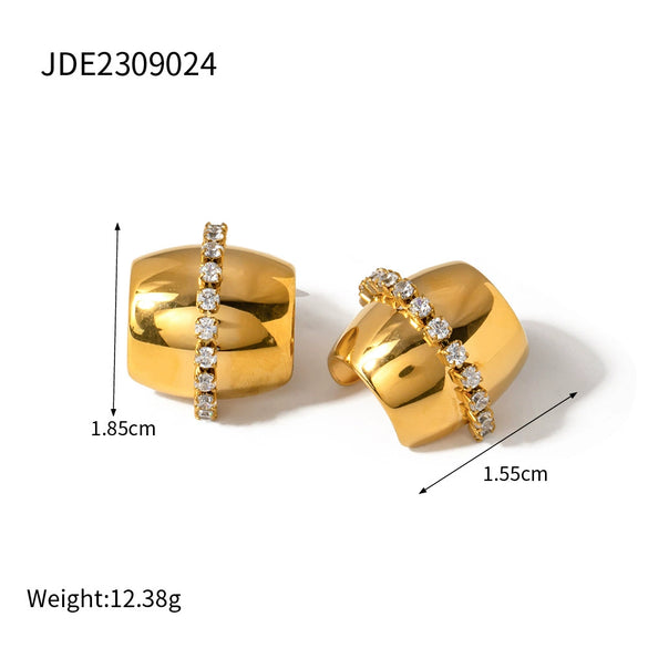 Wholesale Women's Geometric Stainless Steel Earrings 18K Gold Plated
