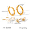 Wholesale Women's Geometric Stainless Steel Earrings Set With Zirconia In Plants Flowers Style