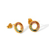 Wholesale Women's Geometric Stainless Steel Earrings With Colored Diamond Electroplated
