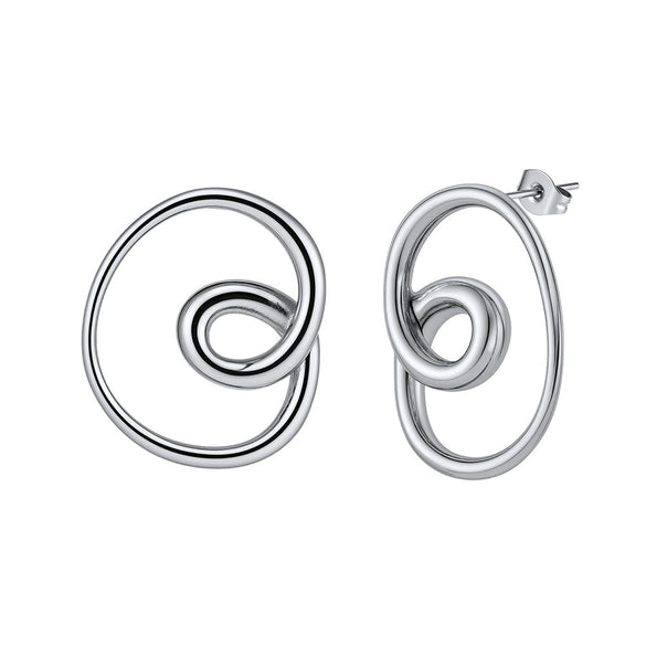 Wholesale Women's Geometric Stainless Steel Earrings With Curved Spiral Twisted Lines Vintage Style 18K Gold Plated By Vacuum Real Gold Plating In Pvd Furnace
