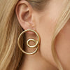 Wholesale Women's Geometric Stainless Steel Earrings With Curved Spiral Twisted Lines Vintage Style 18K Gold Plated By Vacuum Real Gold Plating In Pvd Furnace