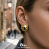Wholesale Women's Geometric Stainless Steel Earrings With Gold Plating And Hammered Texture