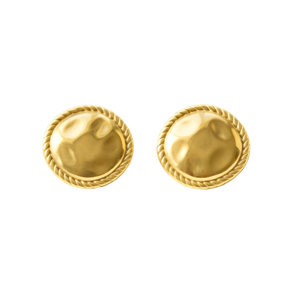 Wholesale Women's Geometric Stainless Steel Earrings With Gold Plating And Hammered Texture