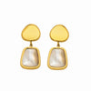 Wholesale Women's Geometric Stainless Steel Earrings With 18K Gold Plating And Motherofpearl Pendant