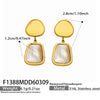 Wholesale Women's Geometric Stainless Steel Earrings With 18K Gold Plating And Motherofpearl Pendant