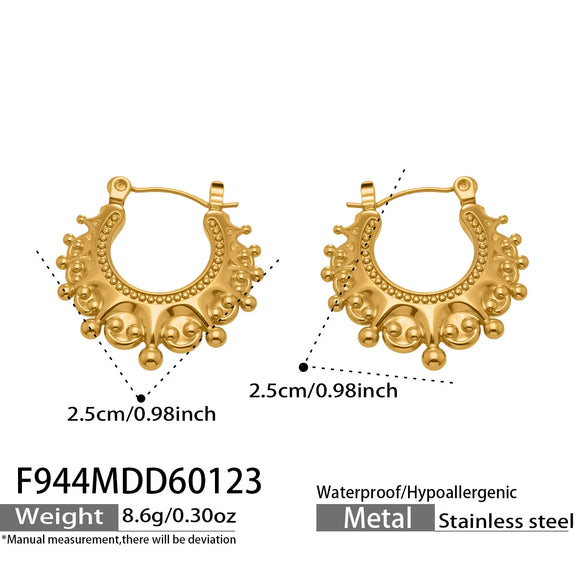 Wholesale Women's Geometric Stainless Steel Earrings With 18K Gold Plating And Zircon Inlay