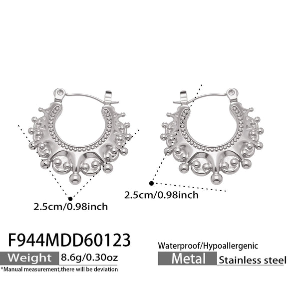 Wholesale Women's Geometric Stainless Steel Earrings With 18K Gold Plating And Zircon Inlay