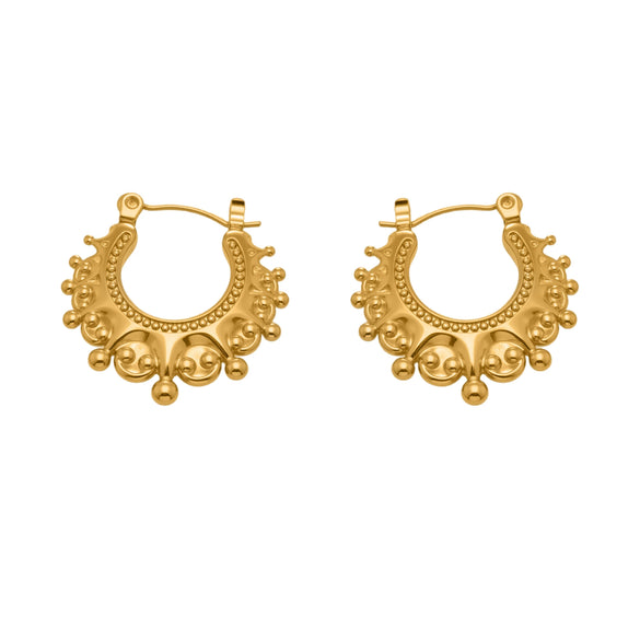 Wholesale Women's Geometric Stainless Steel Earrings With 18K Gold Plating And Zircon Inlay