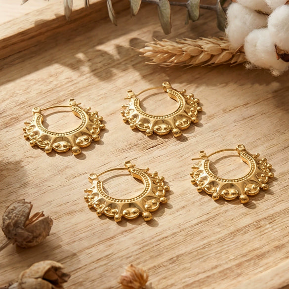 Wholesale Women's Geometric Stainless Steel Earrings With 18K Gold Plating And Zircon Inlay