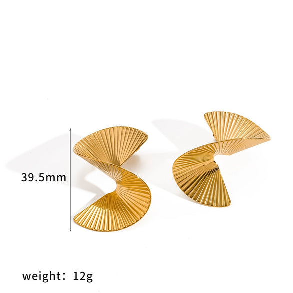 Wholesale Women's Geometric Stainless Steel Earrings With Pvd Furnace Vacuum Real Gold Plating