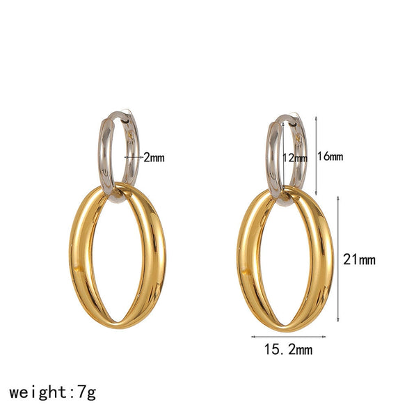 Wholesale Women's Geometric Stainless Steel Earrings With Pvd Furnace Vacuum Real Gold Plating
