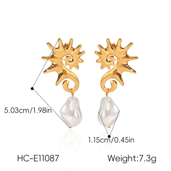 Wholesale Women's Geometric Stainless Steel Earrings With Pvd Furnace Vacuum Real Gold Plating
