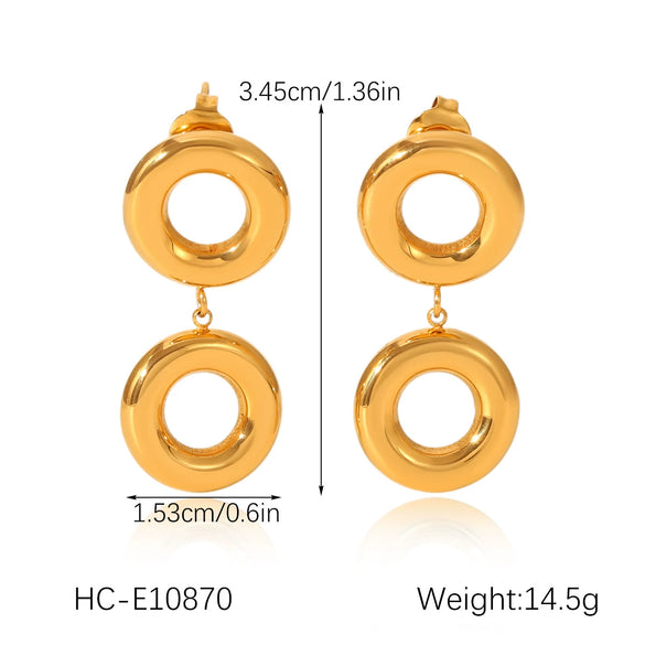 Wholesale Women's Geometric Stainless Steel Earrings With Pvd Furnace Vacuum Real Gold Plating
