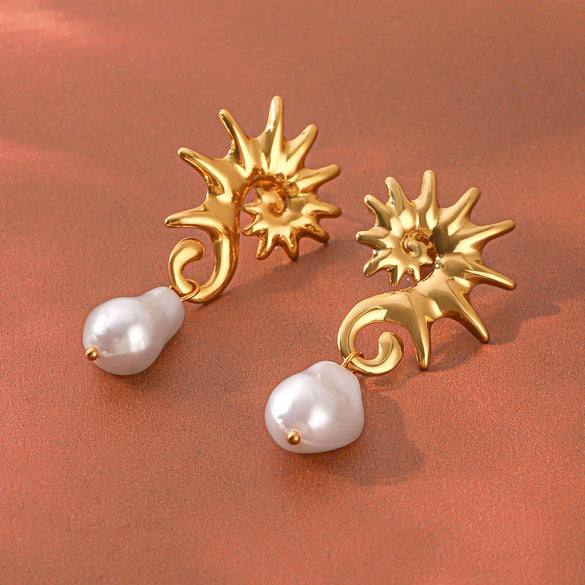 Wholesale Women's Geometric Stainless Steel Earrings With Pvd Furnace Vacuum Real Gold Plating