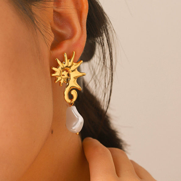 Wholesale Women's Geometric Stainless Steel Earrings With Pvd Furnace Vacuum Real Gold Plating