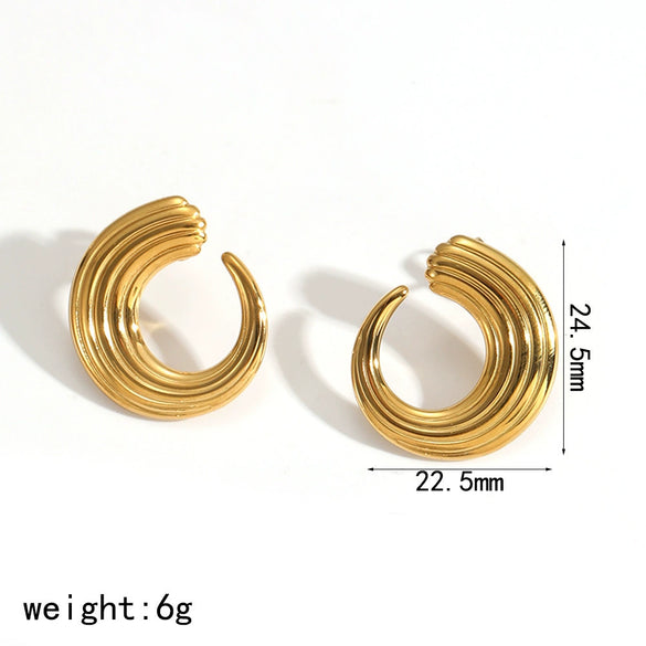 Wholesale Women's Geometric Stainless Steel Earrings With Pvd Furnace Vacuum Real Gold Plating