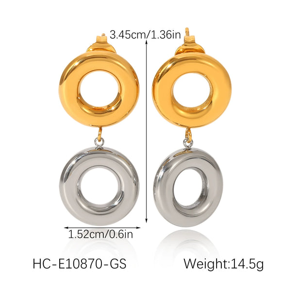 Wholesale Women's Geometric Stainless Steel Earrings With Pvd Furnace Vacuum Real Gold Plating