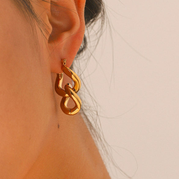 Wholesale Women's Geometric Stainless Steel Earrings With Pvd Furnace Vacuum Real Gold Plating