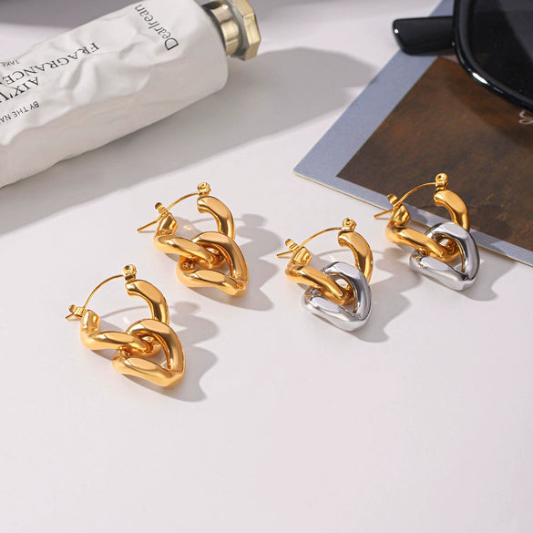 Wholesale Women's Geometric Stainless Steel Earrings With Pvd Furnace Vacuum Real Gold Plating
