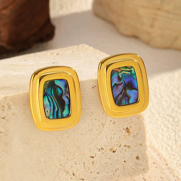 Wholesale Women's Geometric Stainless Steel Earrings With Pvd Furnace Vacuum Real Gold Plating